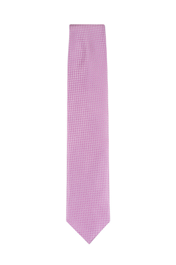 Zegna Medium Pink Textured Silk Necktie