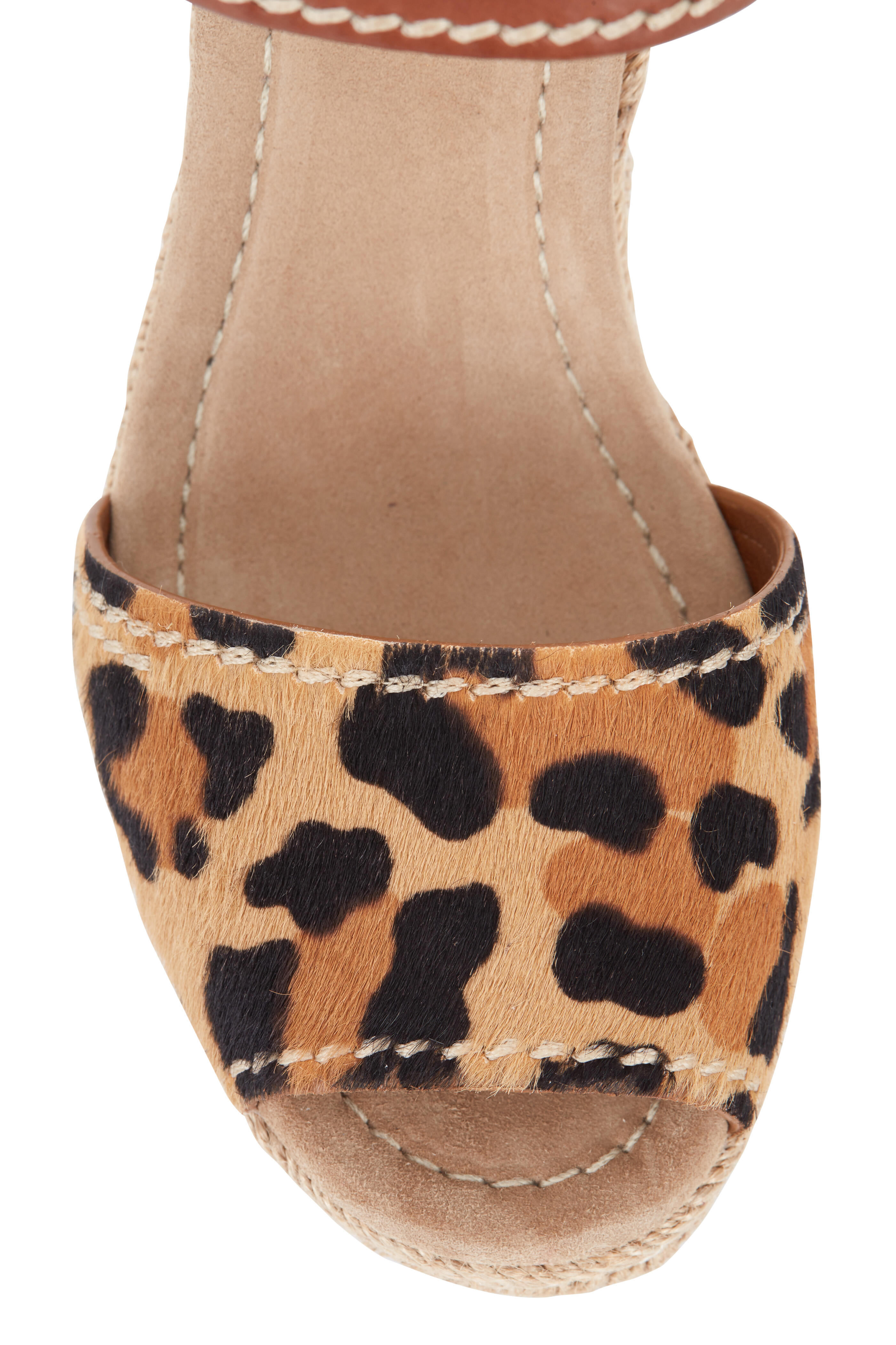 Prada - Leopard Print Calf Hair Espadrille Wedge, 120mm