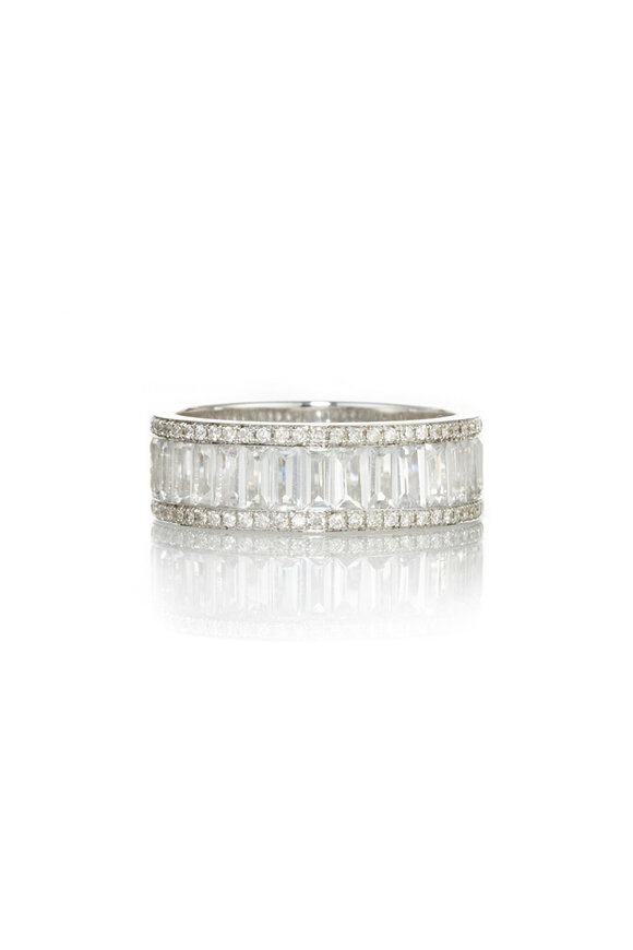 Nam Cho Baguette Eternity White Diamond Pave Band 