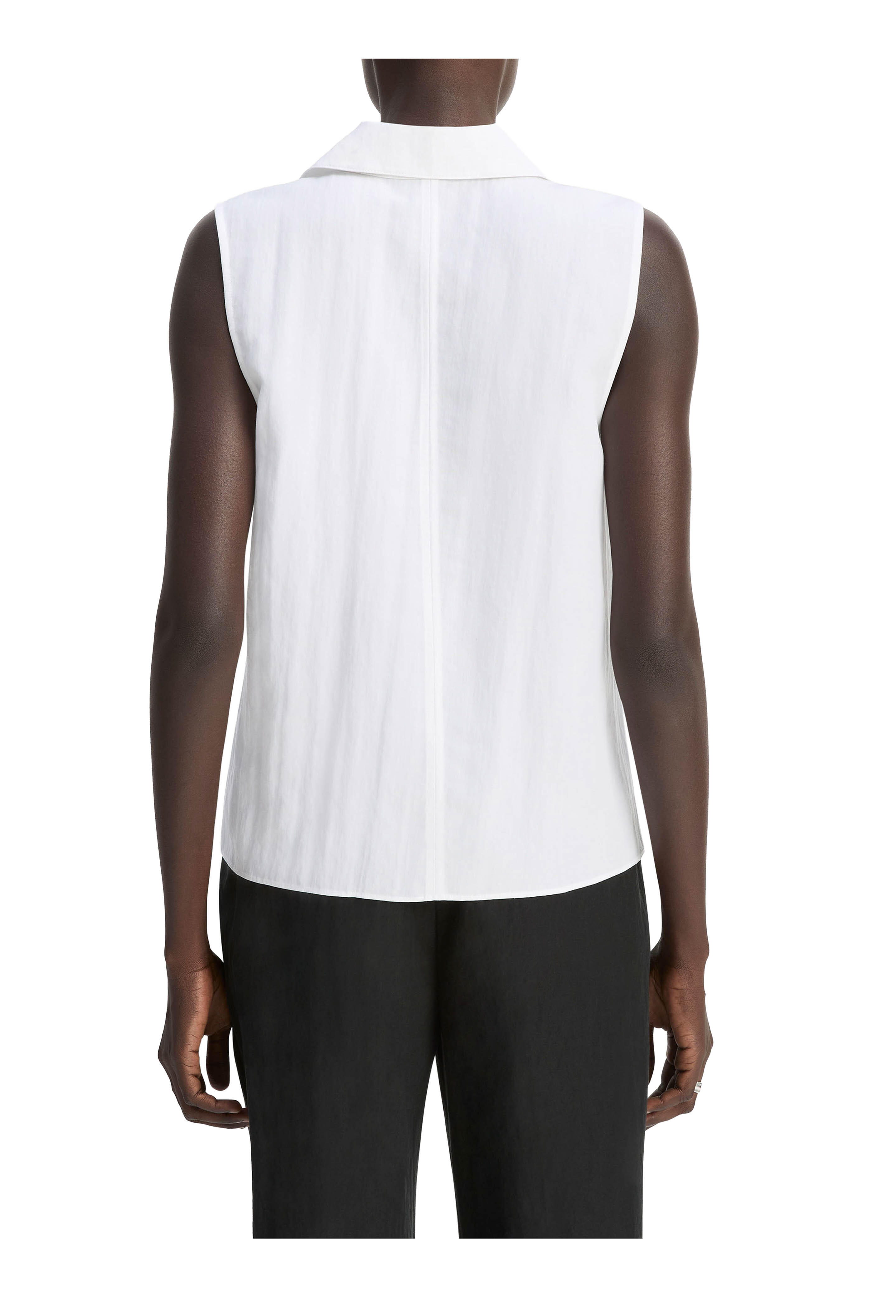 Vince - Optic White Sleeveless Button-Up Shirt
