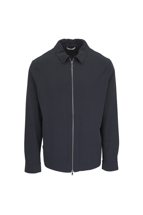 Marco Pescarolo Petrol Clean Stretch Wool Short Zip Jacket