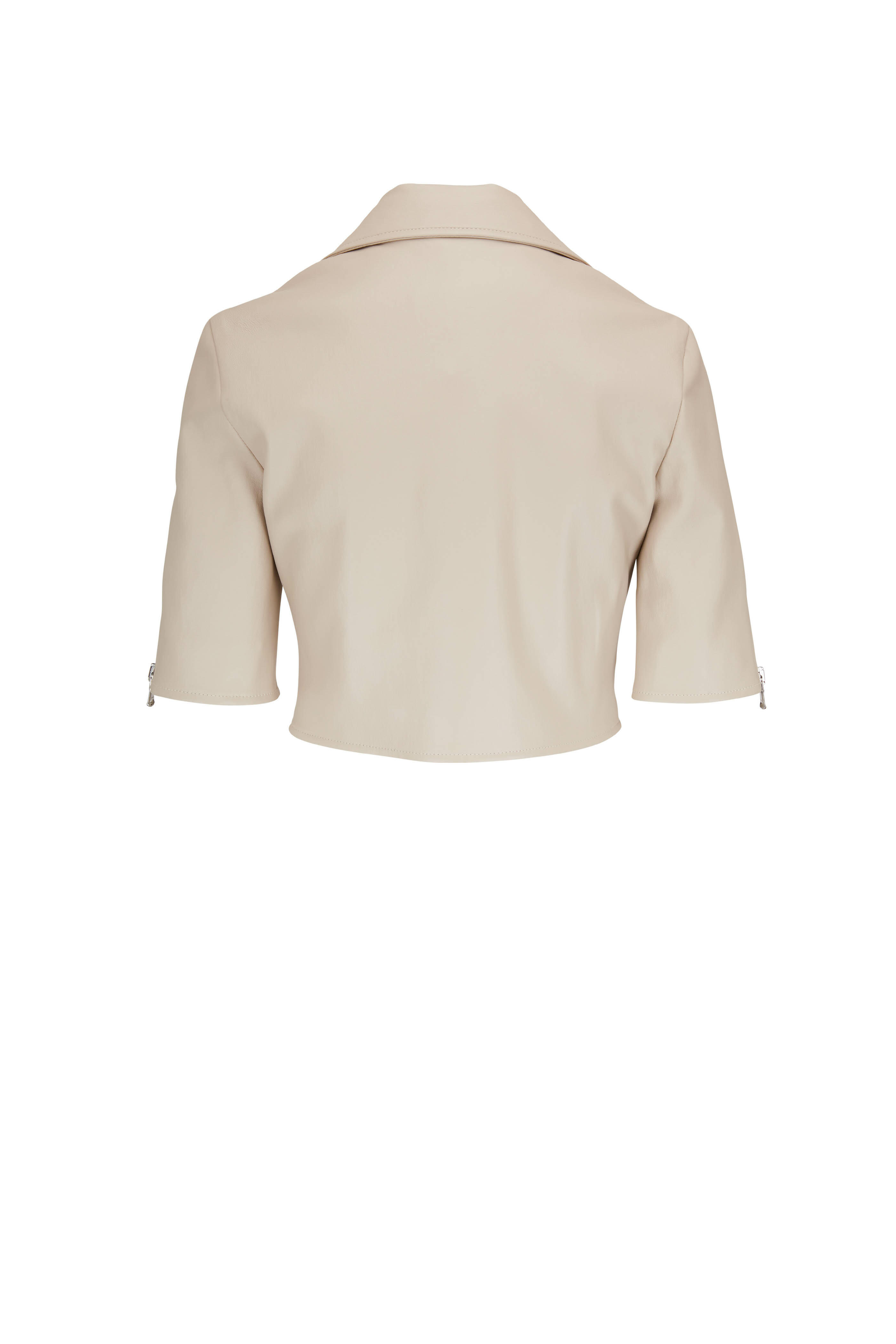 Susan Bender - Latte Leather Short Sleeve Moto Jacket