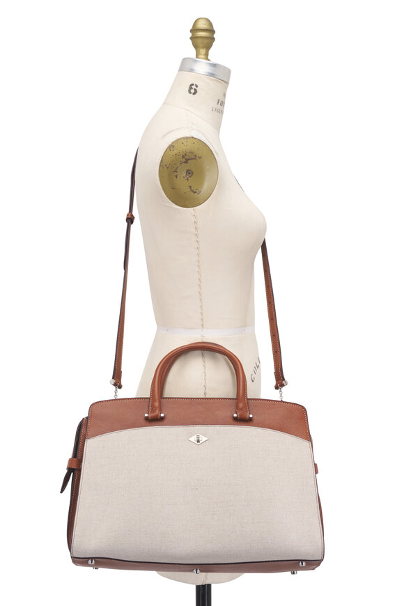 Métier Private Eye Natural Linen & Leather Satchel - view 9