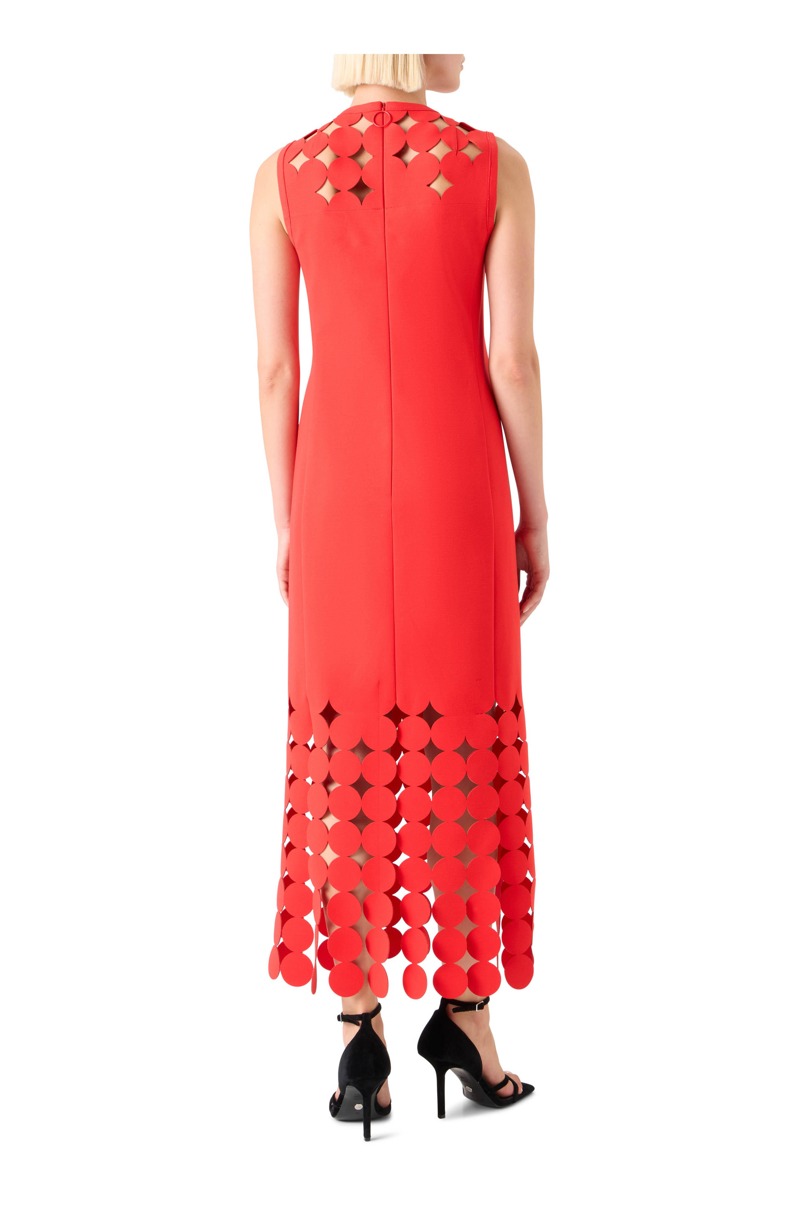 Akris Punto - Red Dropping Dot Cut-Out Midi Dress