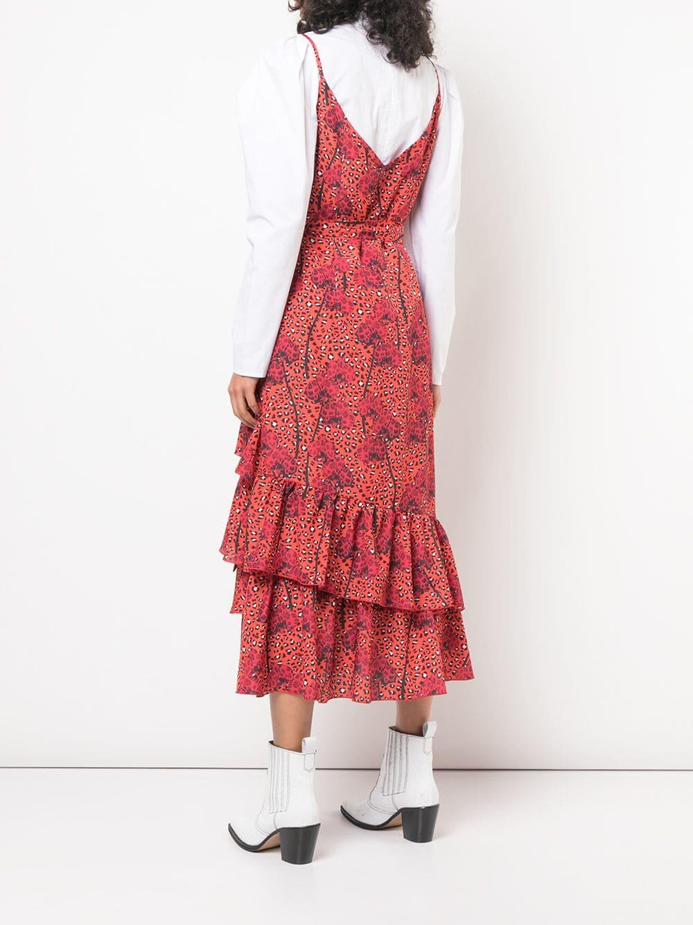 Borgo De Nor - Coco Red Leopard & Orchid Printed Crêpe Dress