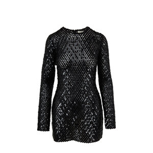 Saint Laurent - Black Sequin Embroidered Mini Dress Saint Laurent - Black Sequin Embroidered Mini Dress
