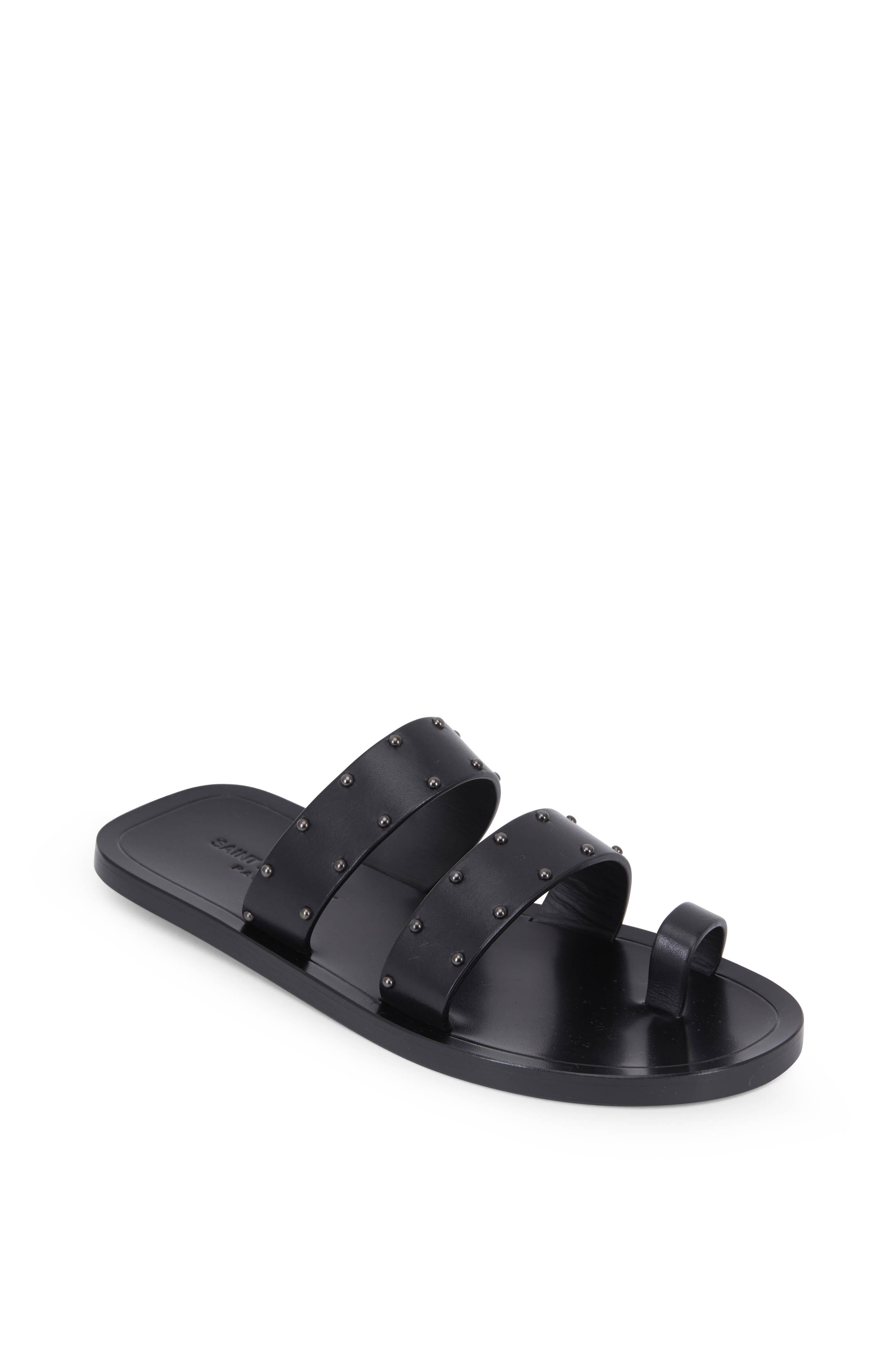 Saint Laurent - Ashton Black Studded Toe-Ring Sandal