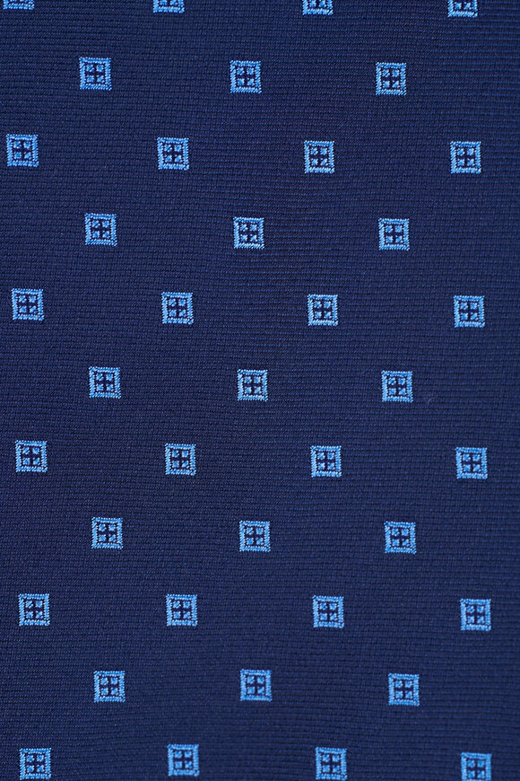 Kiton Navy Blue Geometric Print Silk Necktie - view 2