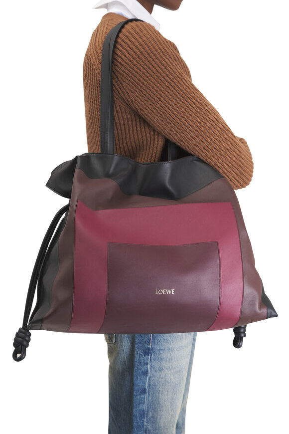 Loewe XL Flamenco Black & Burgundy Leather Clutch - view 2