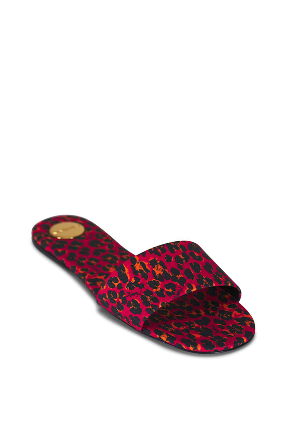 Saint Laurent Carlyle Rosso Multi Animal Print Slide