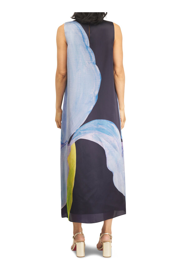 Lafayette 148 New York Ink Multi Iris Print Silk Organza Maxi Dess - view 4