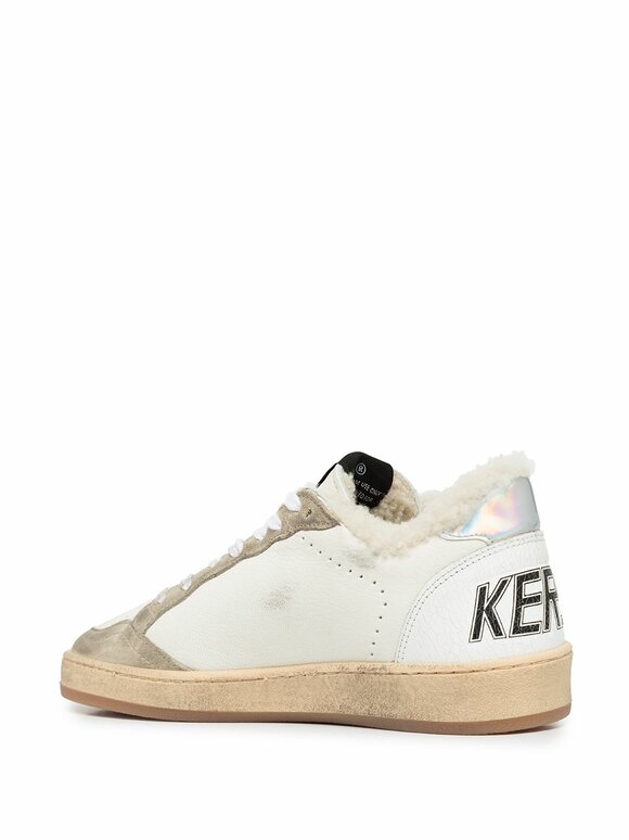 Golden Goose - Ballstar White & Taupe Shearling Low Top Sneaker