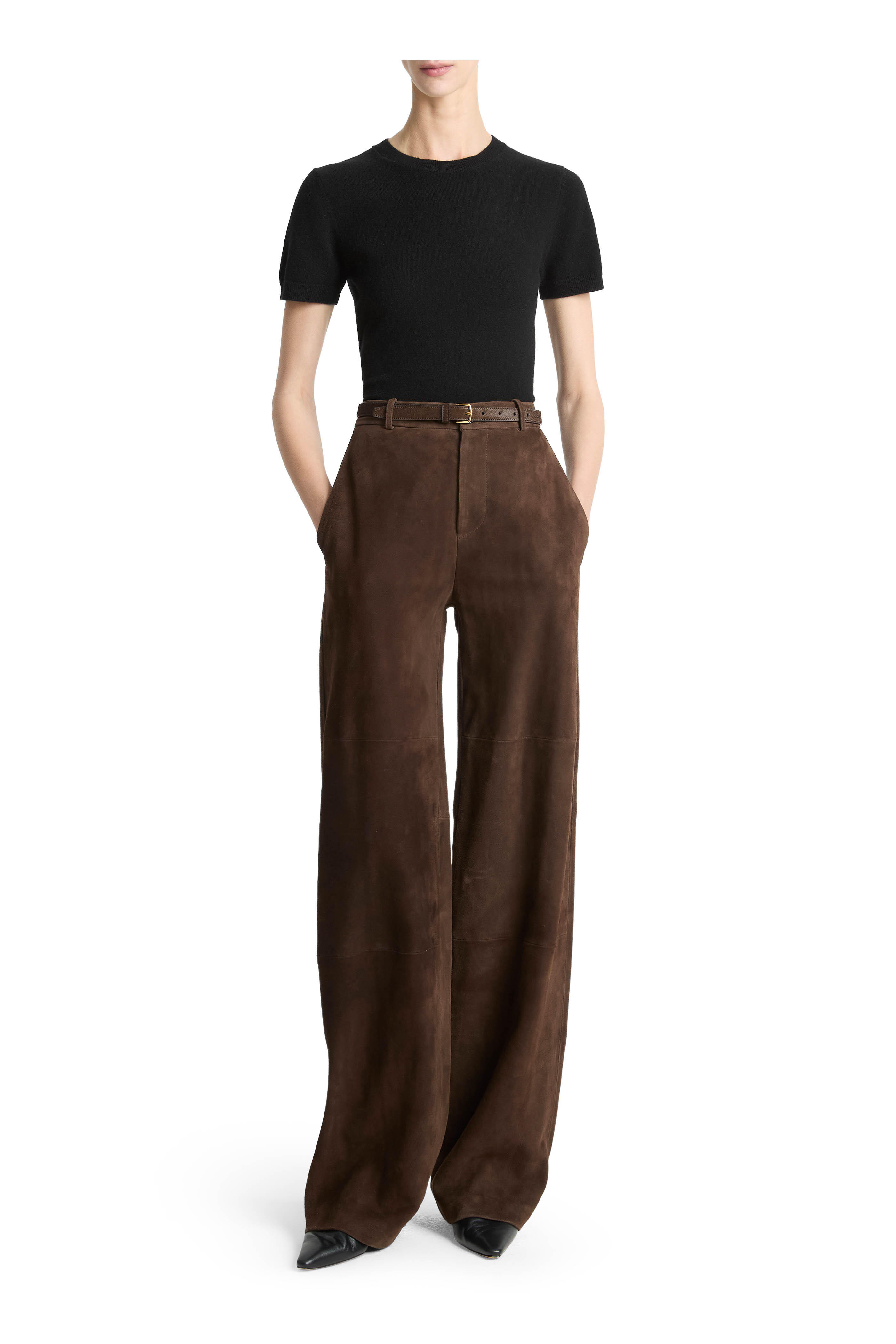 Vince - Deep Espresso Suede Wide Leg Pant