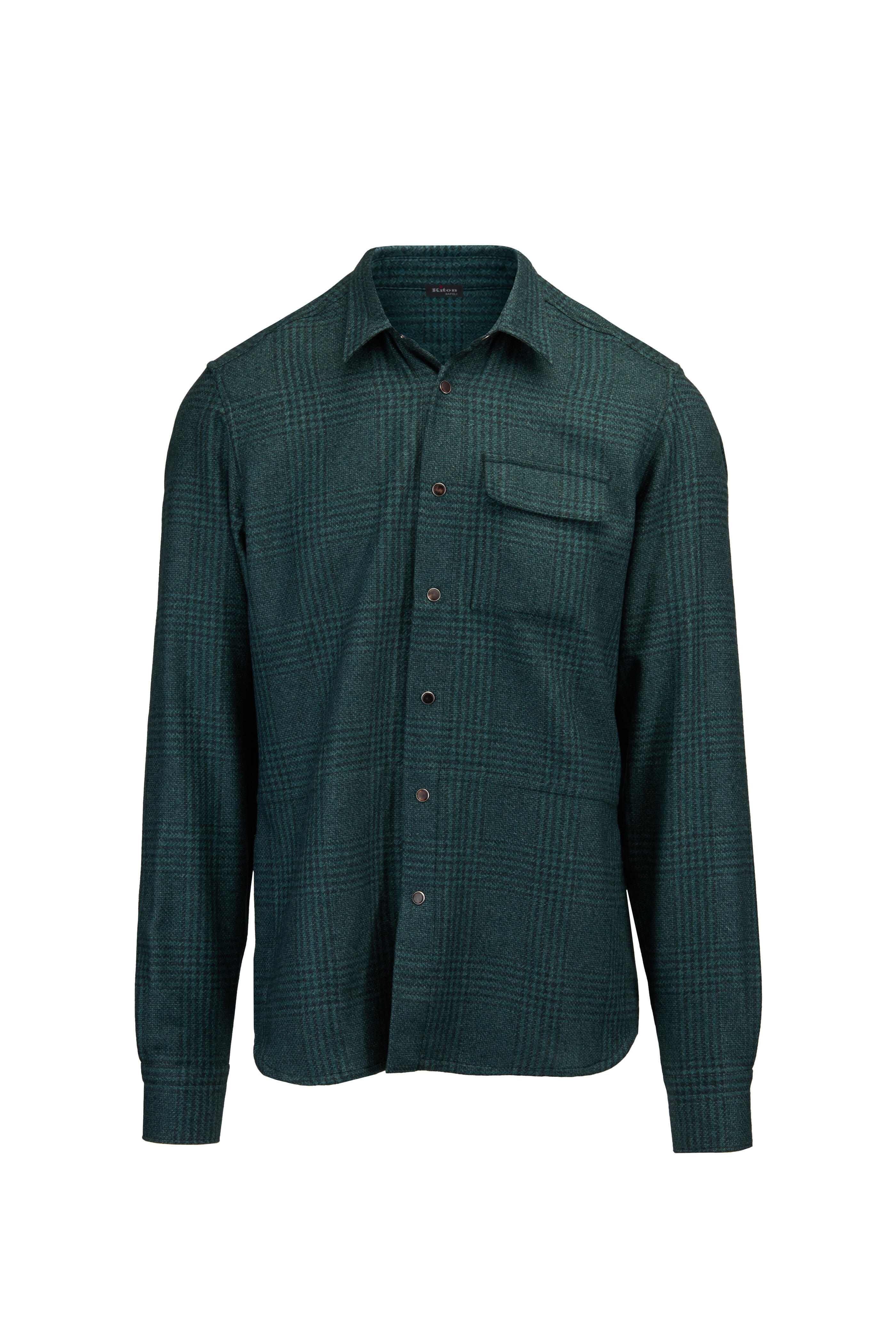 Kiton - Kelly Green Glen Plaid Overshirt - view 1