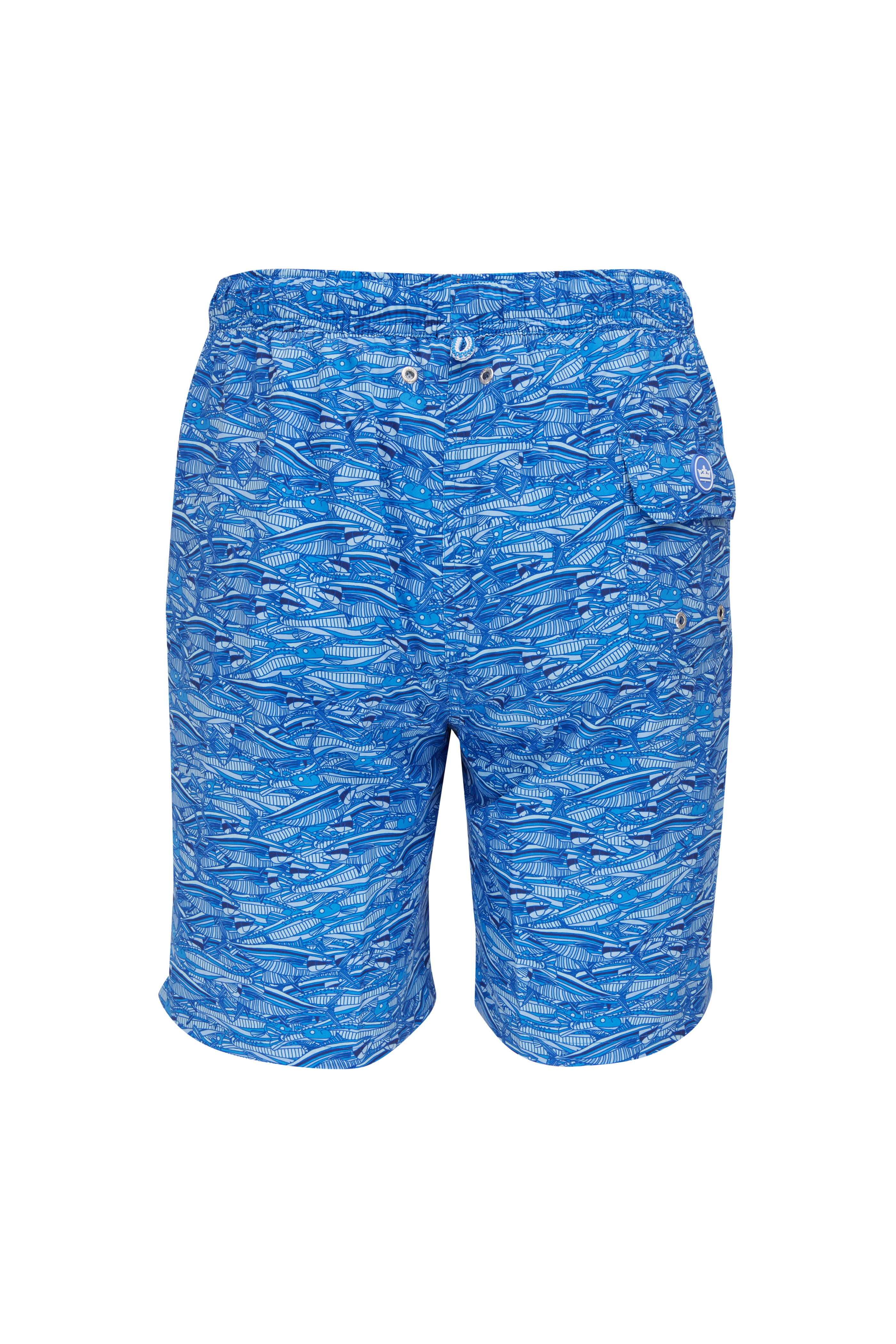 Peter Millar - Blue Feeding Frenzy Swim Trunks | Mitchell Stores