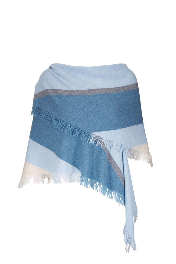 Kinross Horizon Stripe Fringe Triangle Shawl - view 1