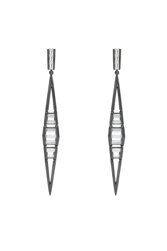 Ruchi 18k Black Gold Taper Linear Drop Earring - view 1
