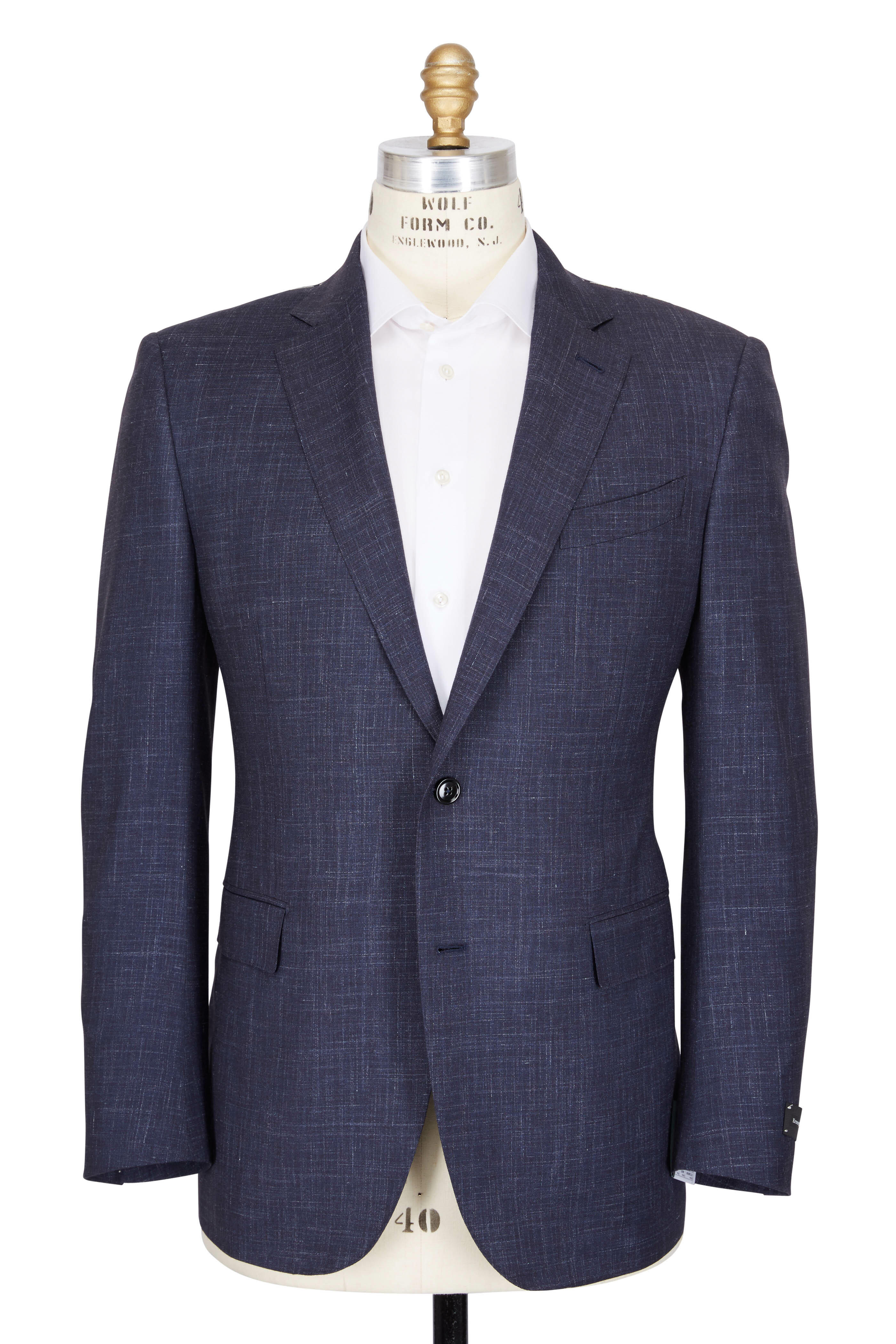 Zegna - Navy Printed Texture Suit