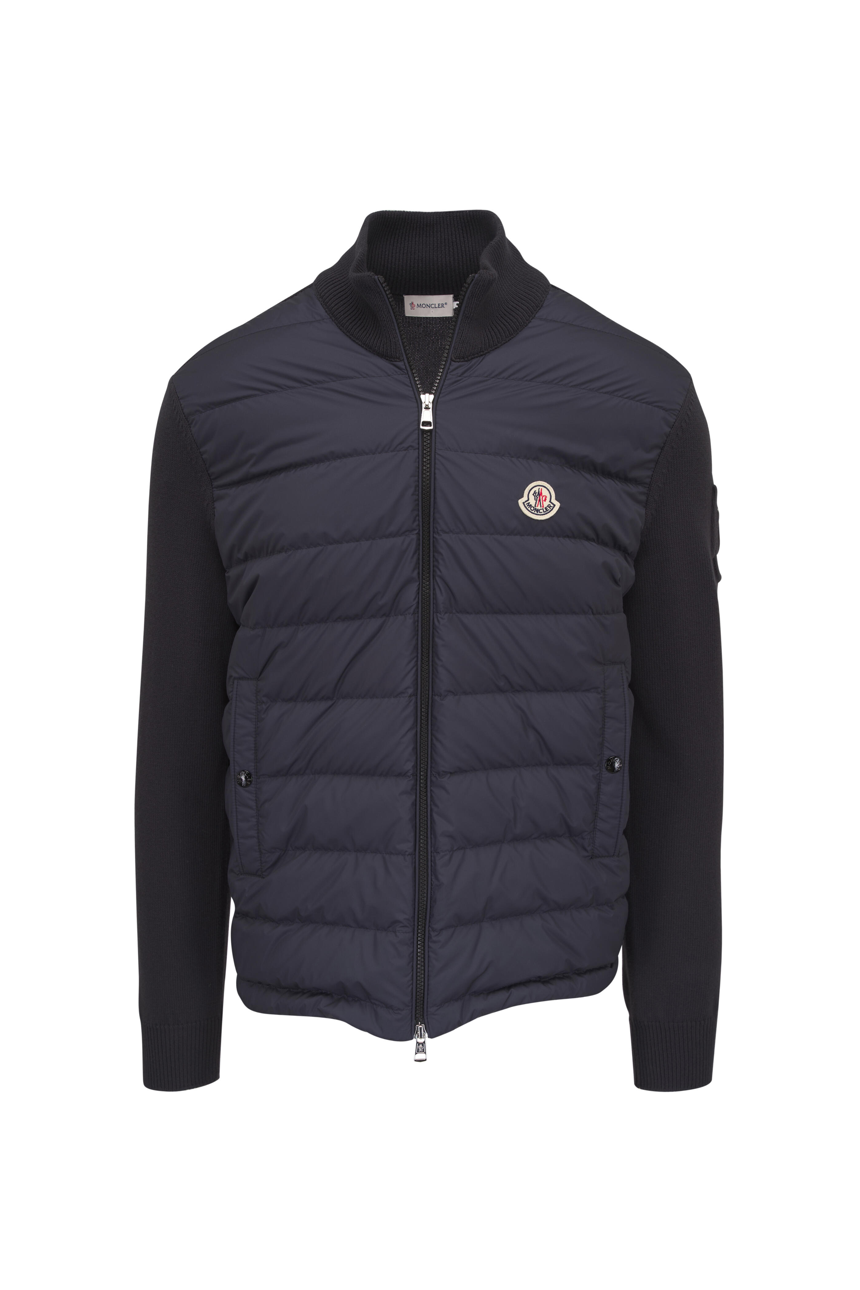 Moncler - Indigi Navy Mixed Media Down Full Zip Jacket