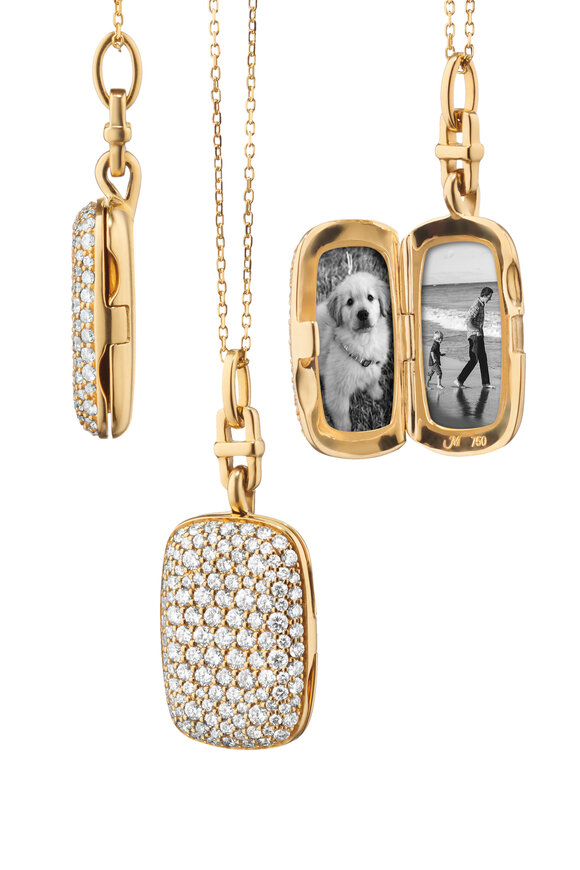 Monica Rich Kosann 18k Yellow Gold Pave Diamond Fran Locket Necklace - view 1