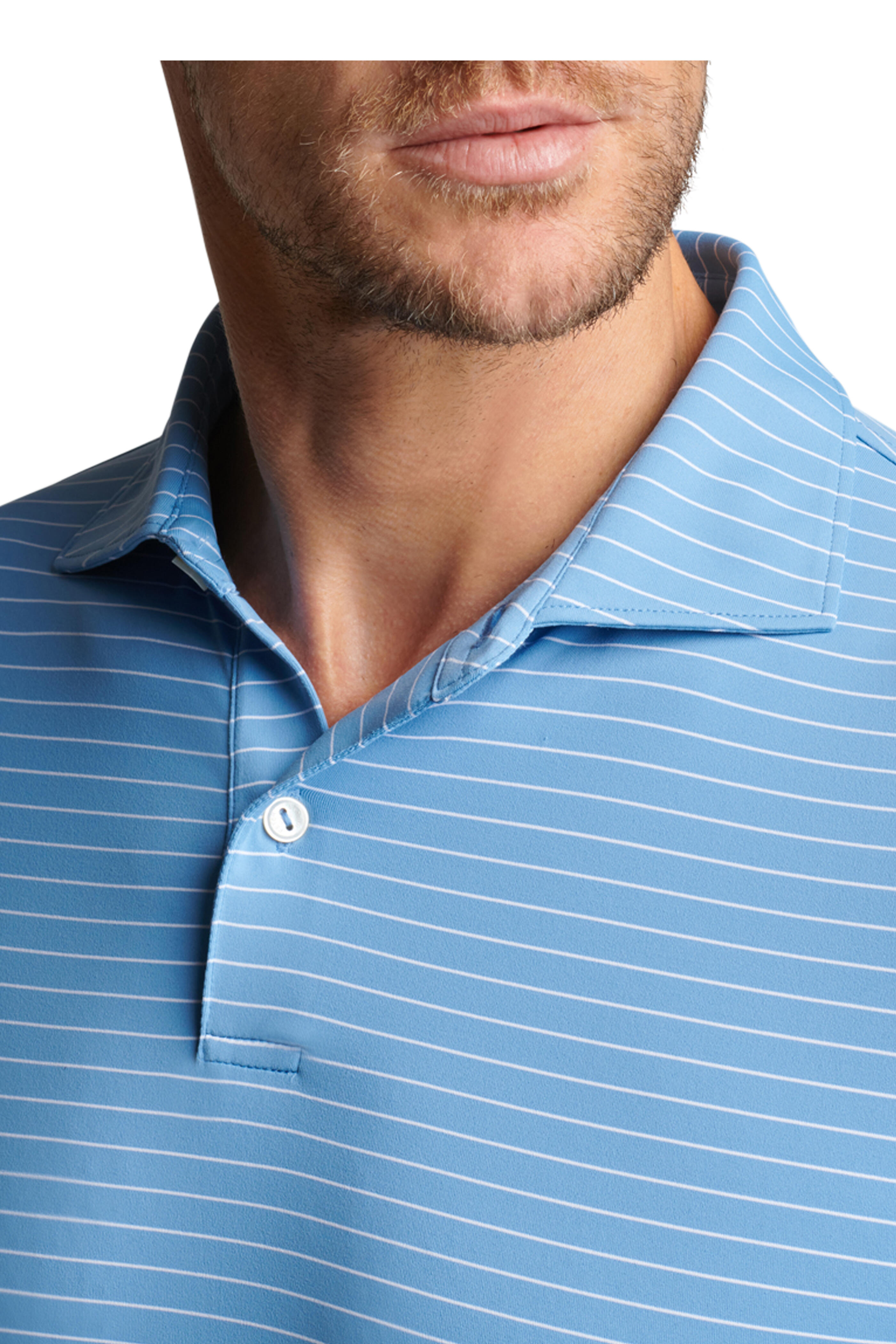 Peter Millar - Duet Channel Blue Stripe Performance Jersey Polo