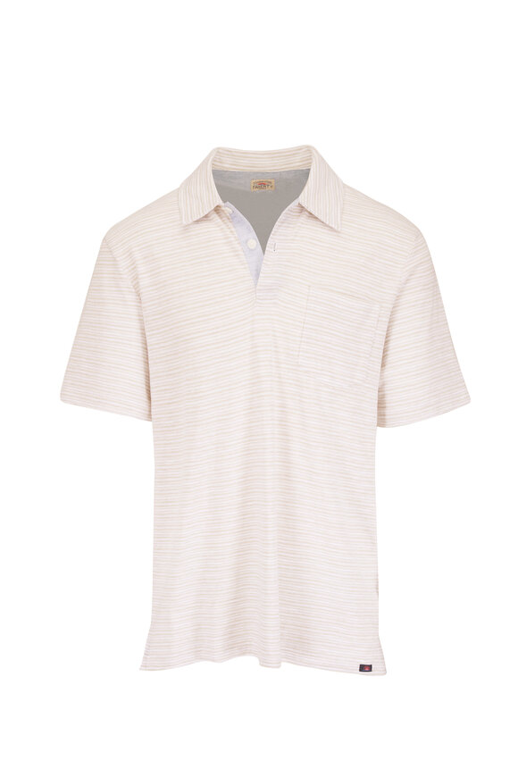 Faherty Brand Breeze Tan Stripe Short Sleeve Polo - view 1