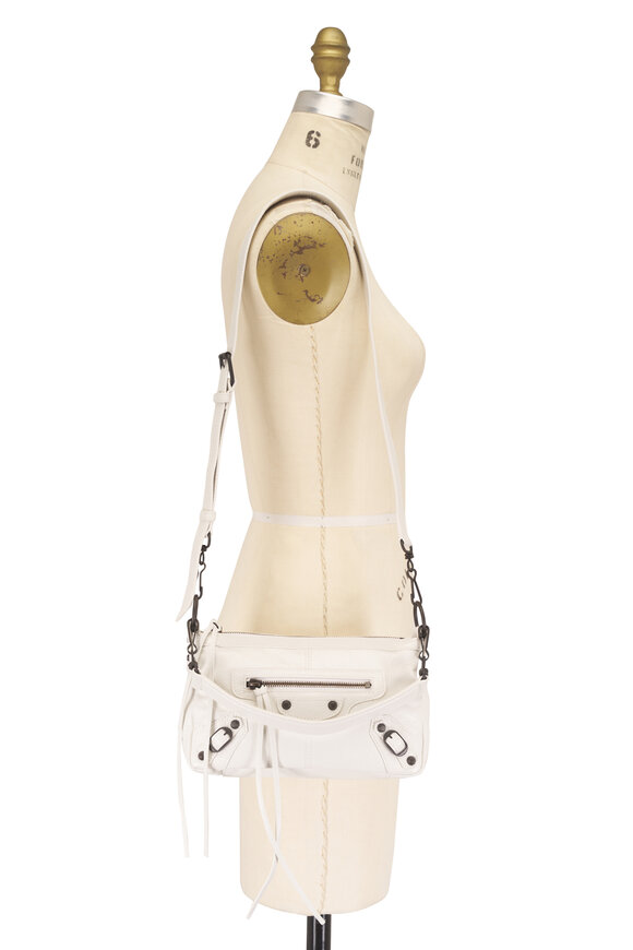 Balenciaga Mini Le City Moto Optic White Leather Shoulder Bag - view 6