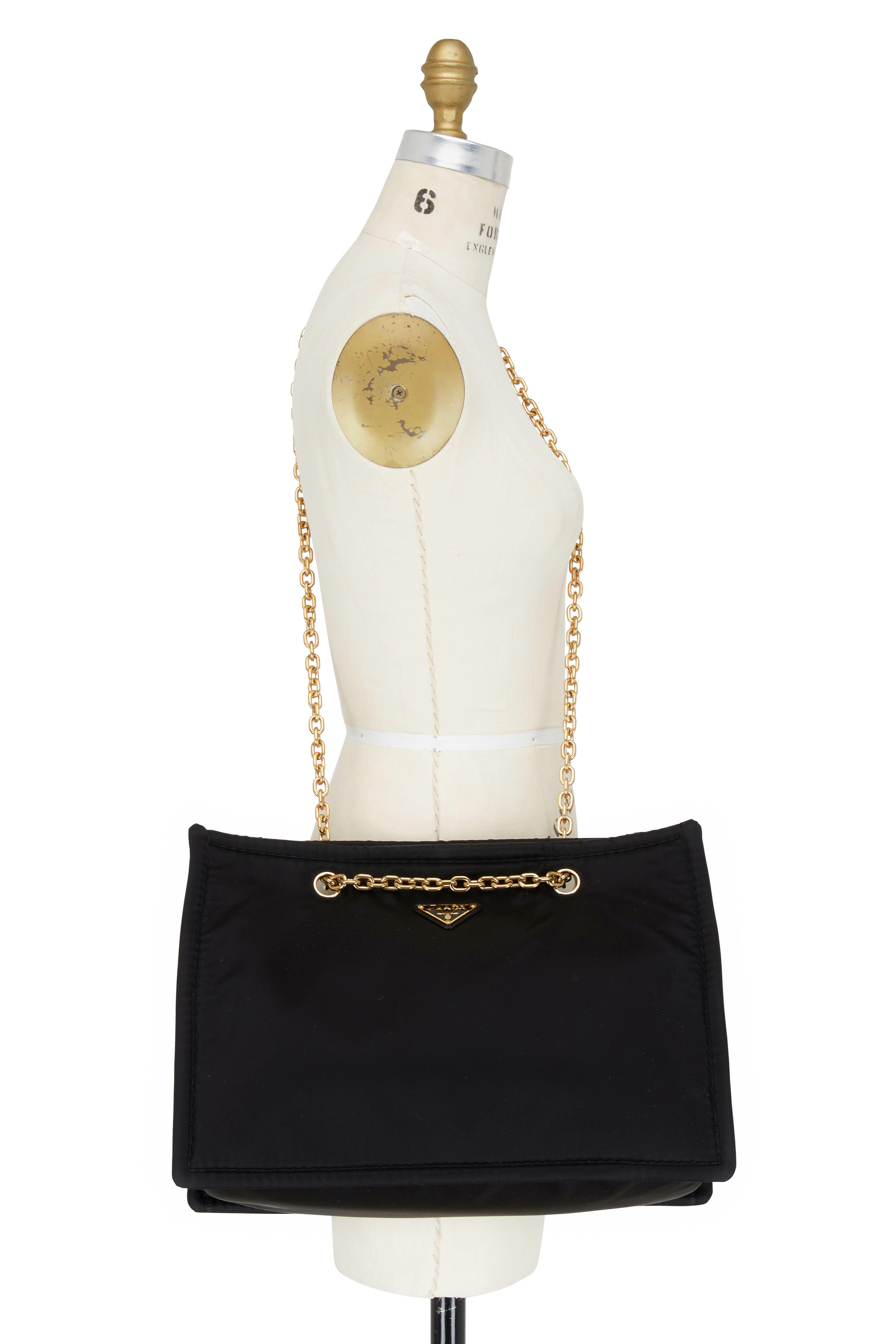 Prada - Black Tessuto Chain Strap Shoulder Bag | Mitchell Stores