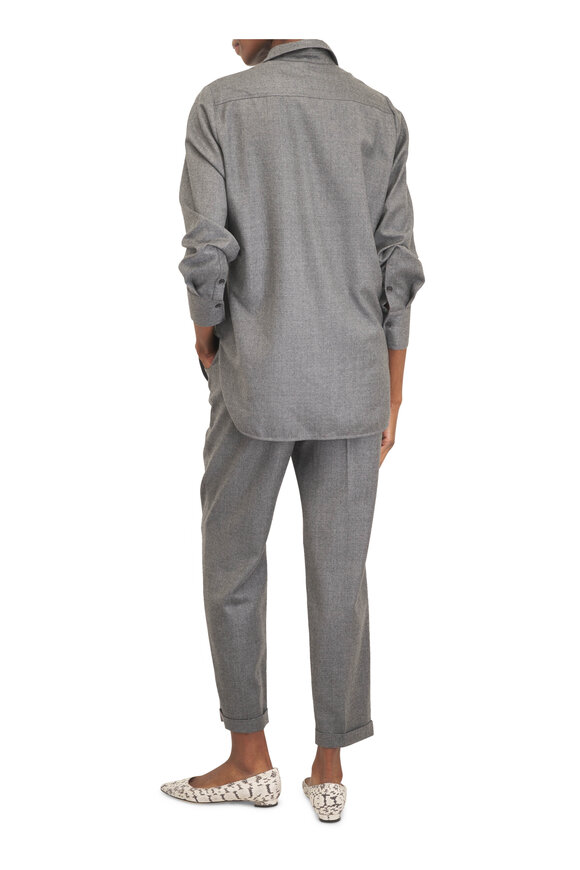 Kiton Gray Virgin Wool Drawstring Pant - view 3