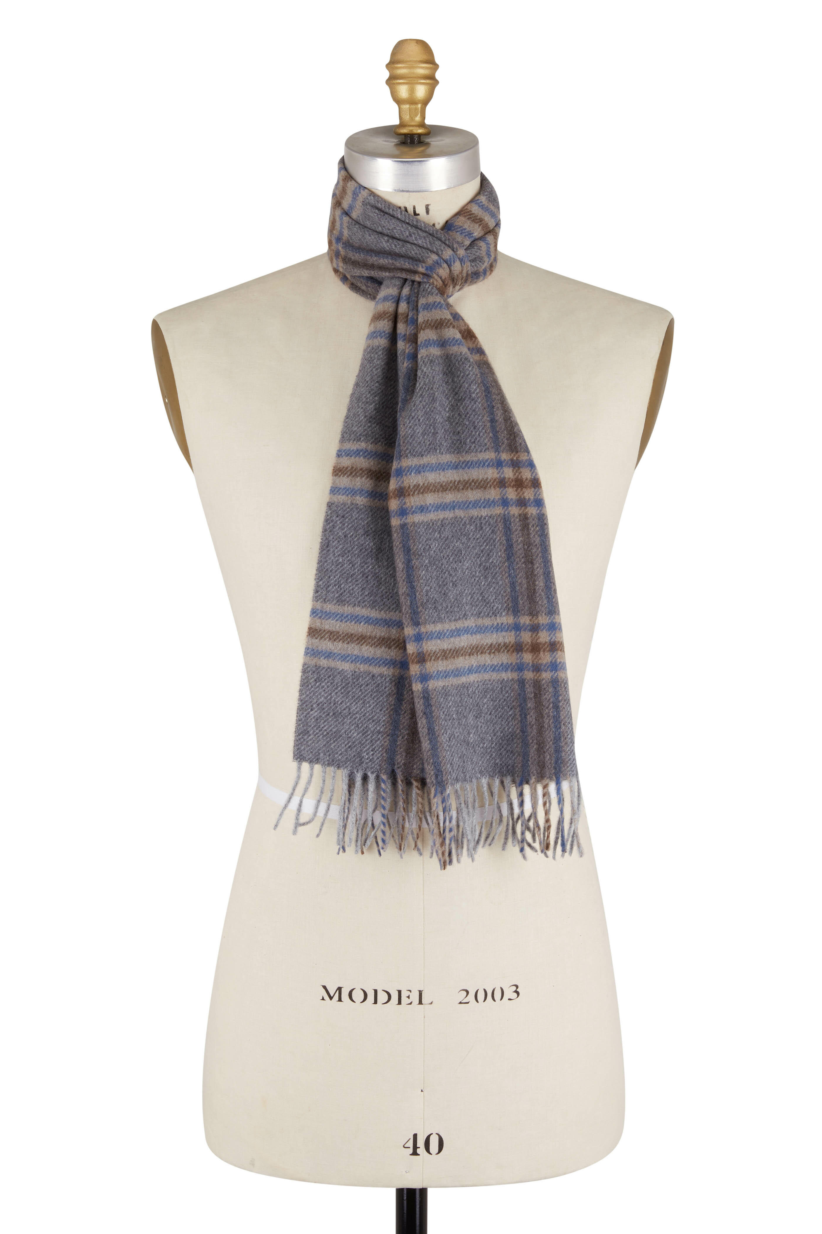 Chelsey Imports - Gray Plaid Cashmere Scarf | Mitchell Stores