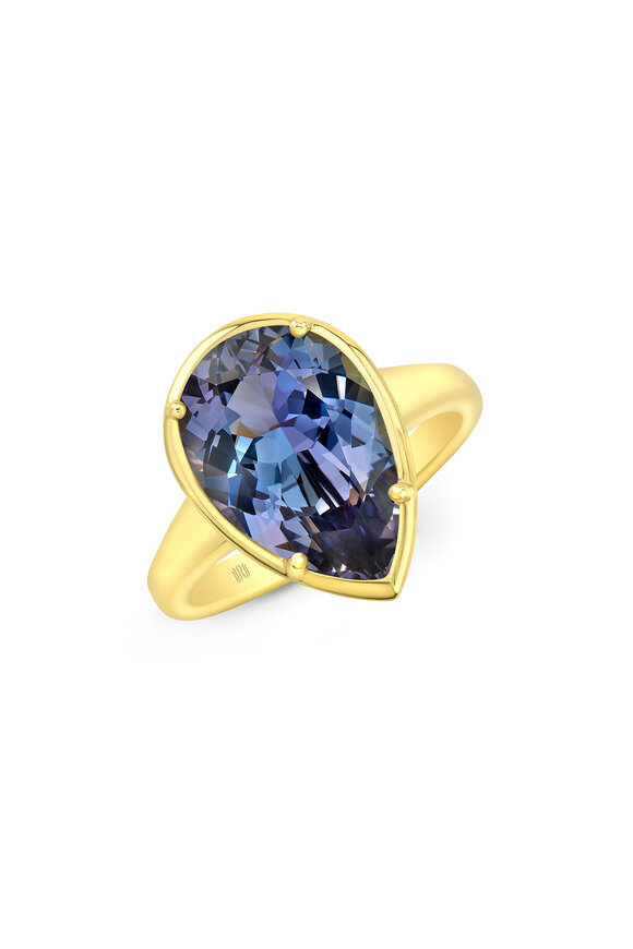 Rahaminov - Natural Pear Shaped Tanzanite Ring