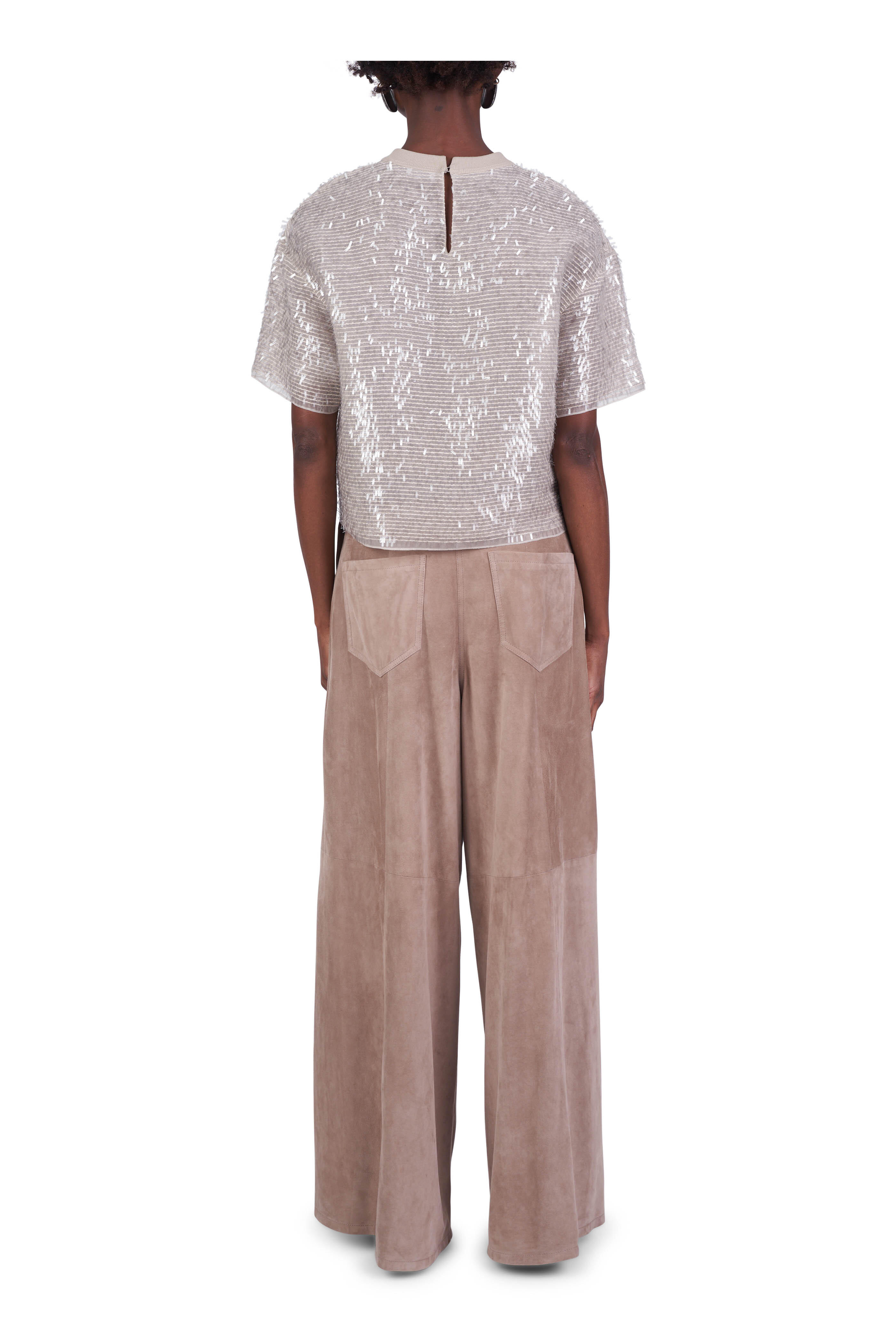 Brunello Cucinelli - Beige Suede Maxi Pant