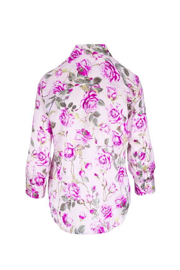 L'Agence Dani Light Purple Grandiflora Rose Silk Blouse - view 2