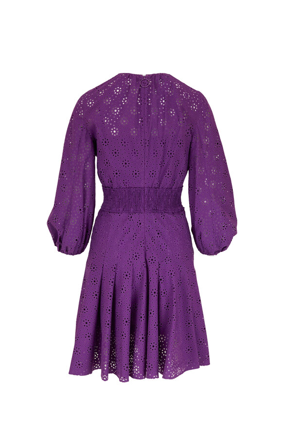 Akris Punto - Purple Laser Cut Eyelet Cotton Dress