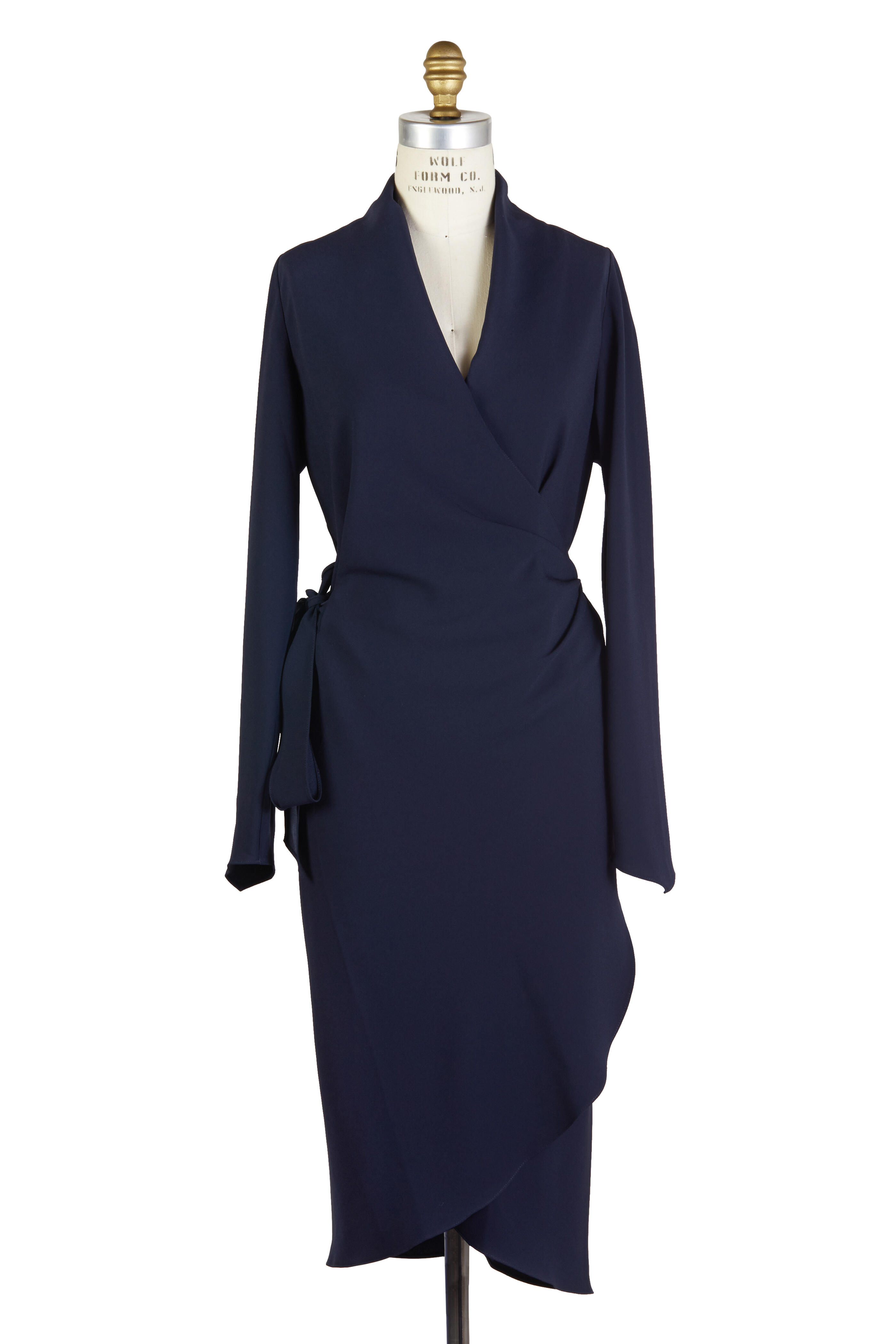 Peter Cohen - Navy Blue Long Sleeve Draped Dress