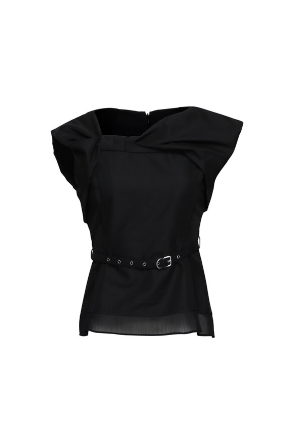 3.1 Phillip Lim Black Draped Bow Belted Blouse