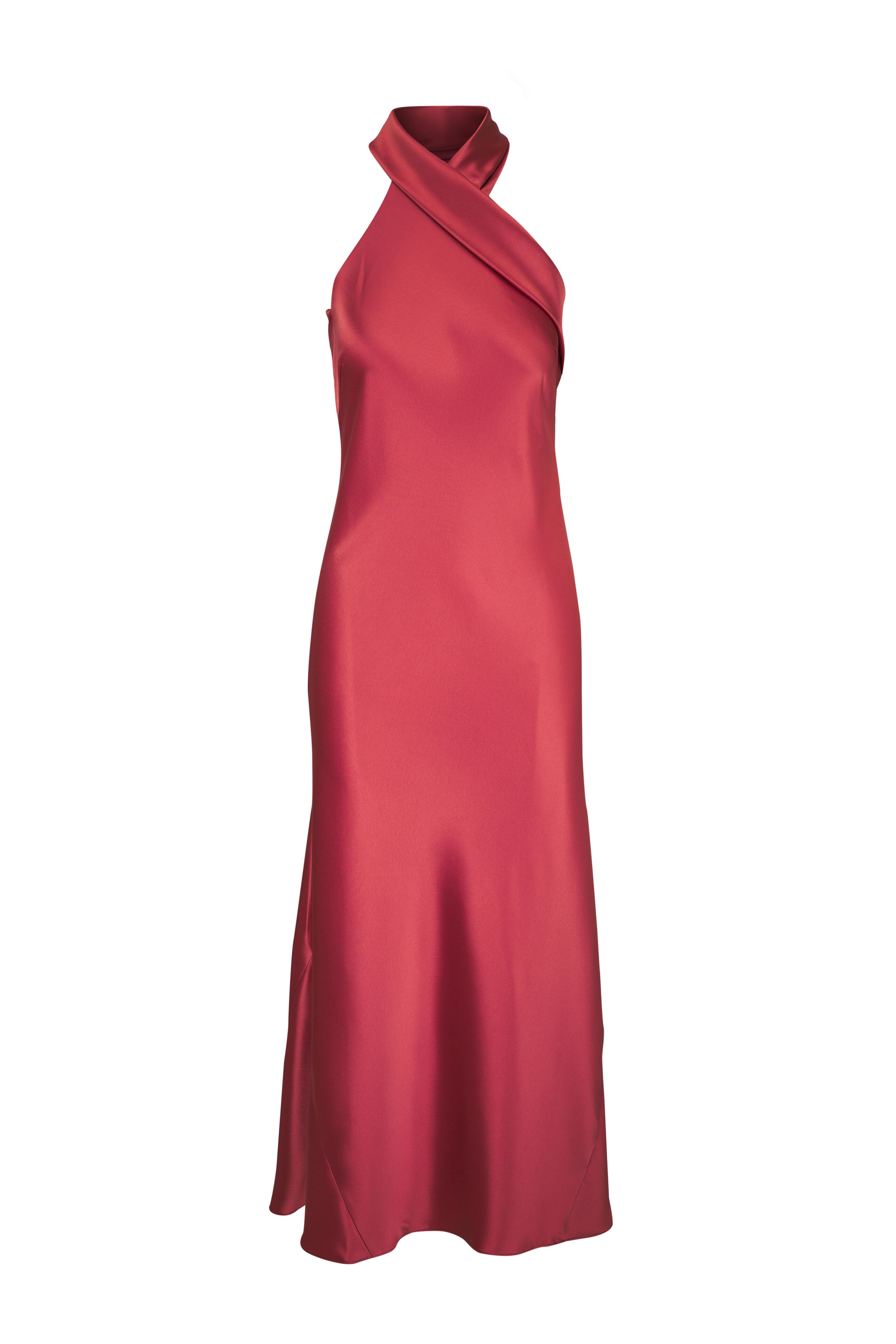 Galvan - Pandora Cinnamon Satin Halter Neck Dress