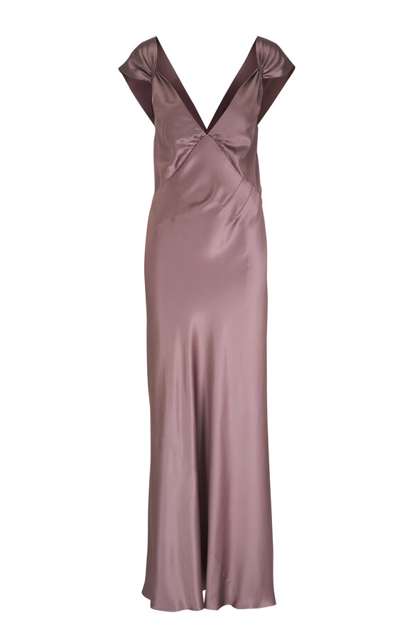 Saint Laurent Taupe Rose Silk Maxi Dress 