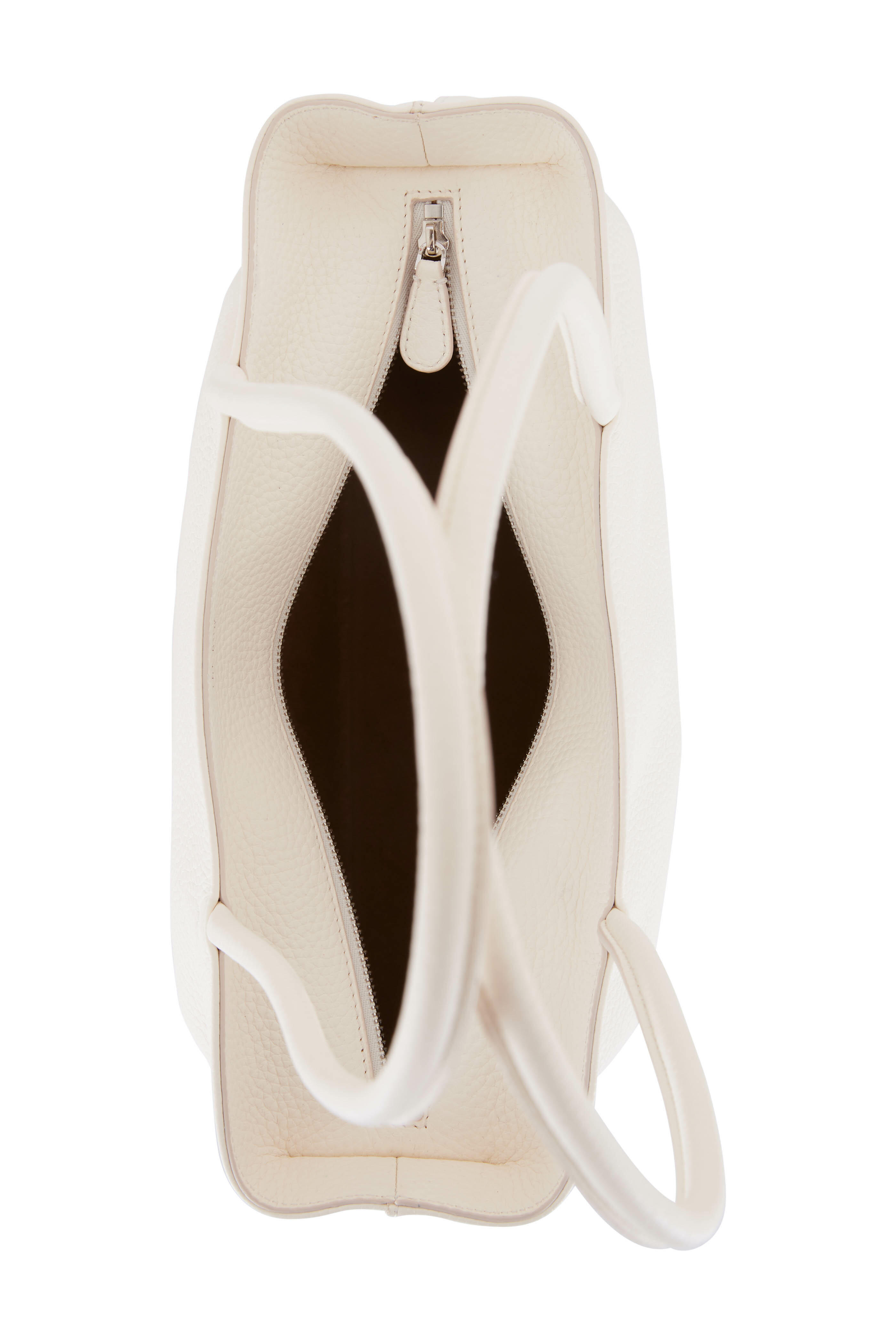 The Row Portfolio Medium Leather Shoulder Bag in White