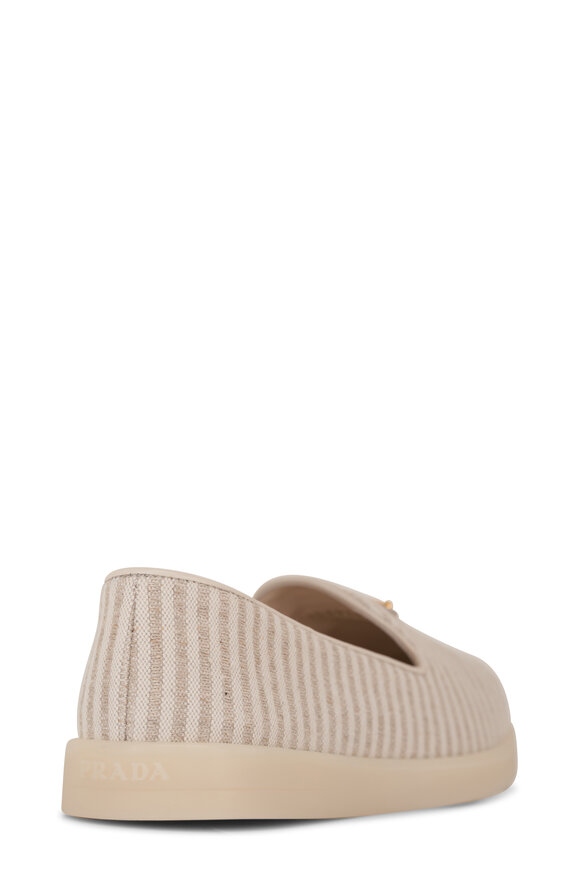 Prada - Saint Tropez Natural Stripe Canvas Flat 