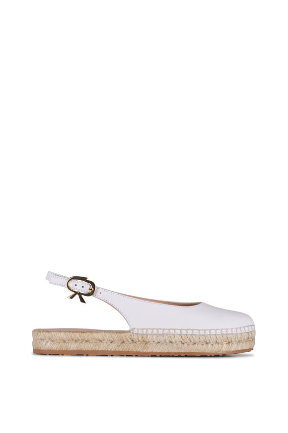 Gianvito Rossi Paz White Leather Flat Espadrille - view 3
