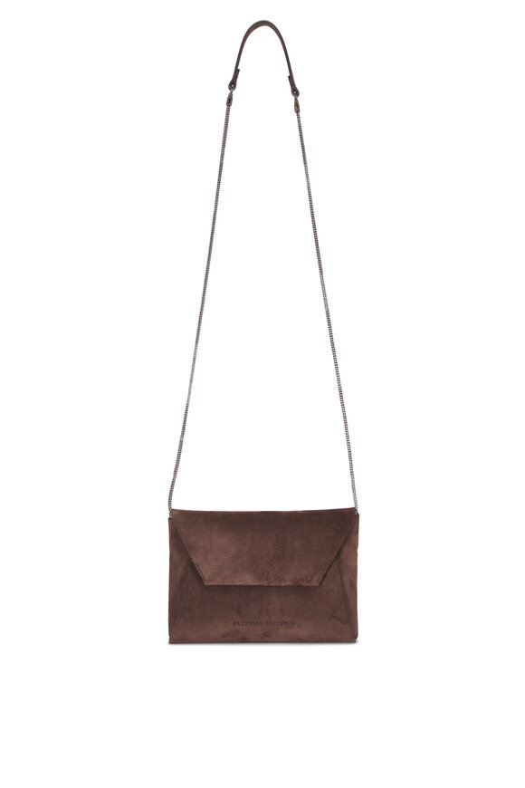 Brunello Cucinelli Duo Pouchette Espresso Suede Chain Crossbody - view 1