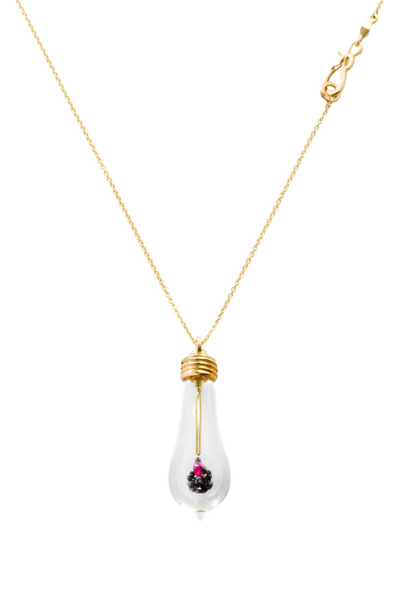 James Banks 18k Yellow Gold Diamond Ruby Lightkeeper Necklace