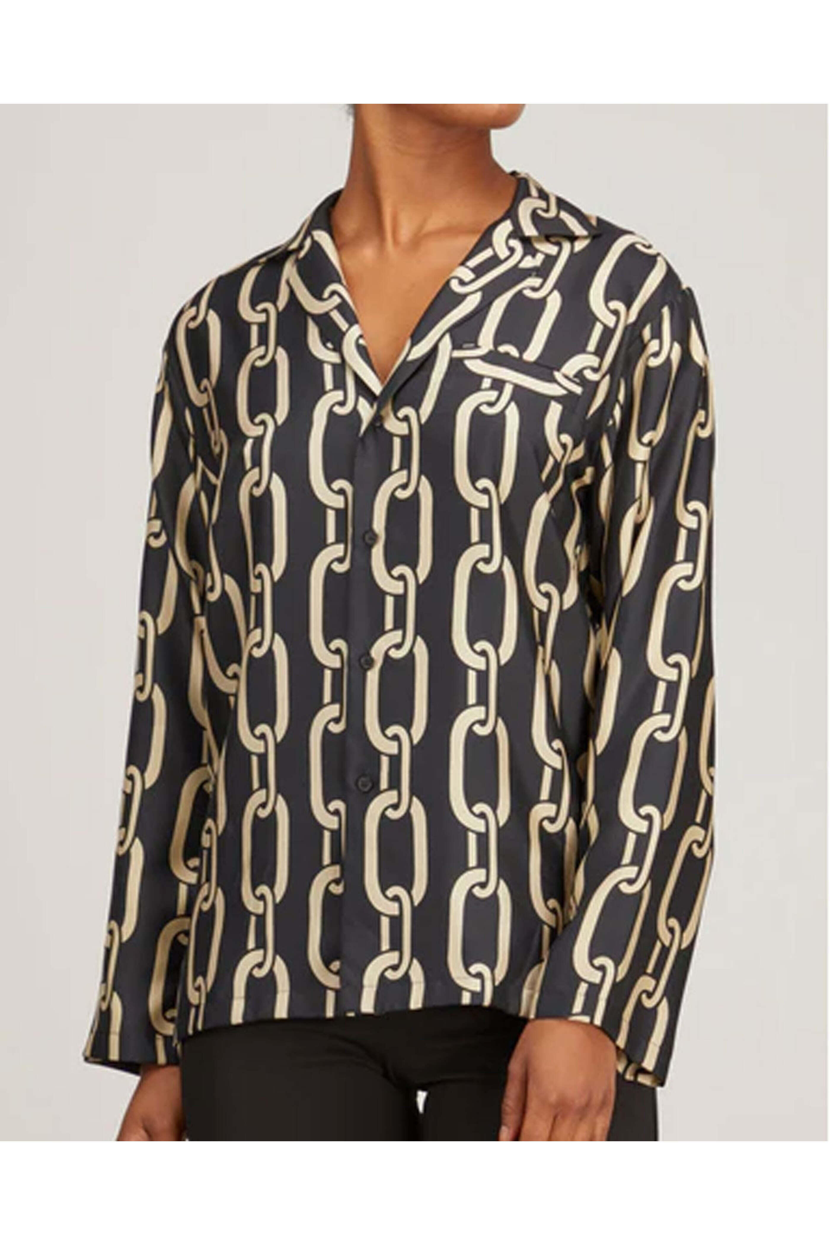 Nili Lotan - Big Chain Gold Juste Pyjama Shirt - view 2