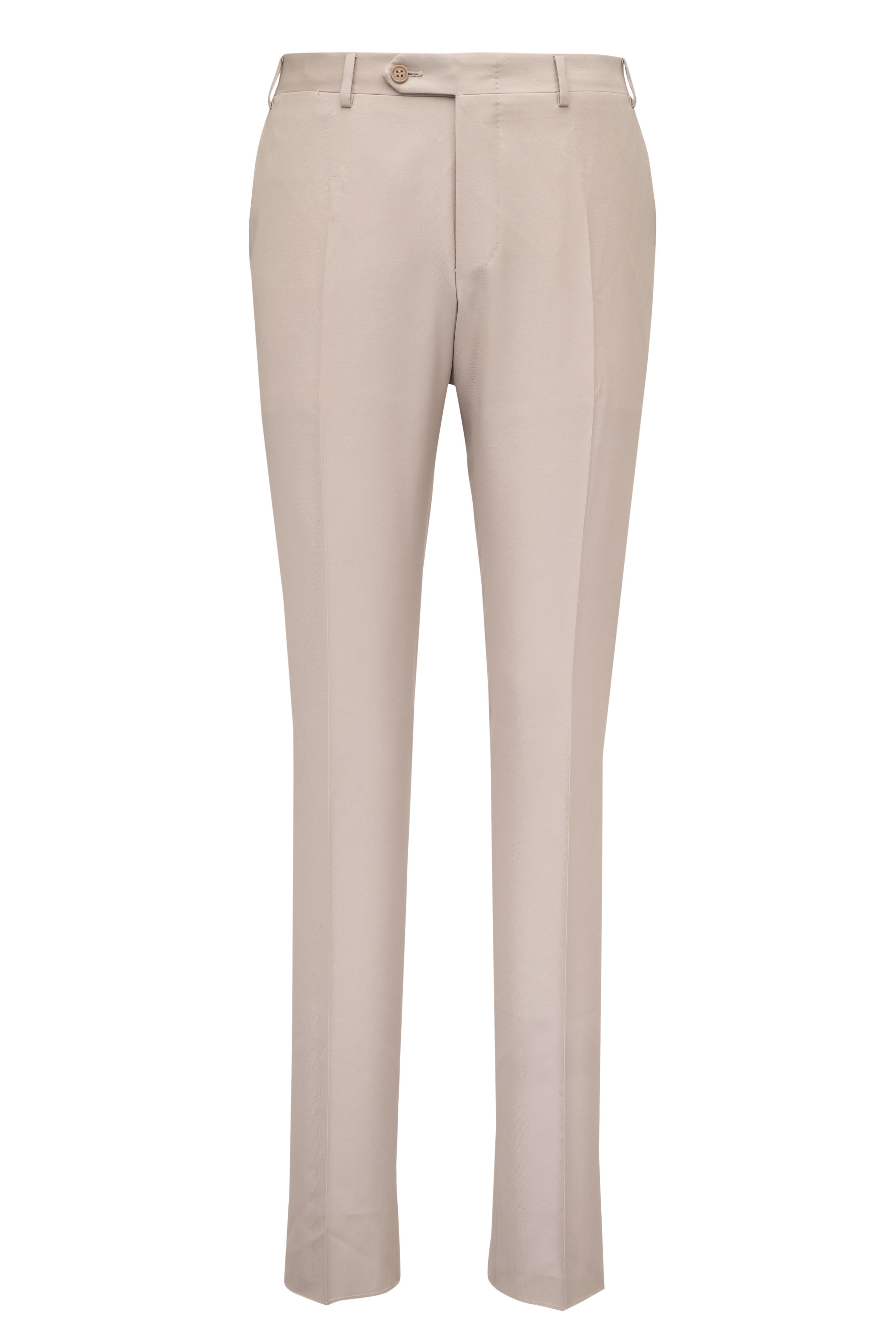 Canali - Tan Solid Wool Dress Pant