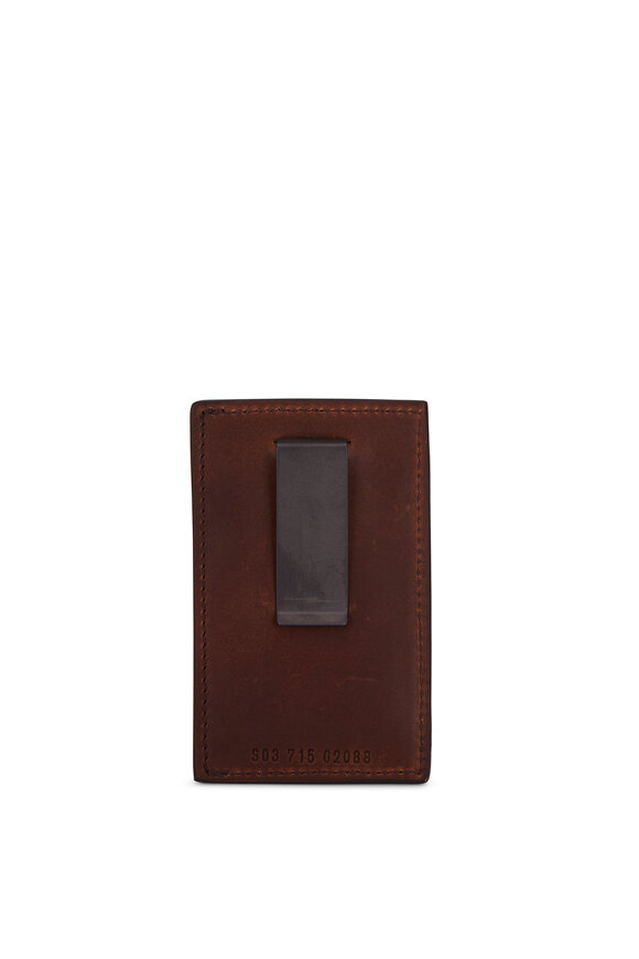 Shinola - Brown Leather Money Clip Card Wallet