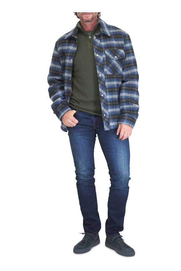 Moncler Blue Plaid Wool Overshirt - view 2