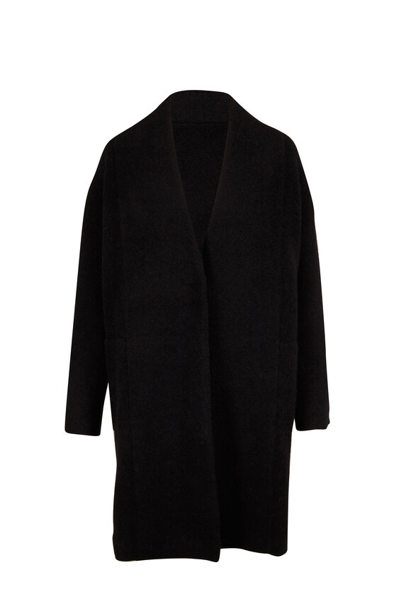 Vince - Black Collarless Cardigan Coat