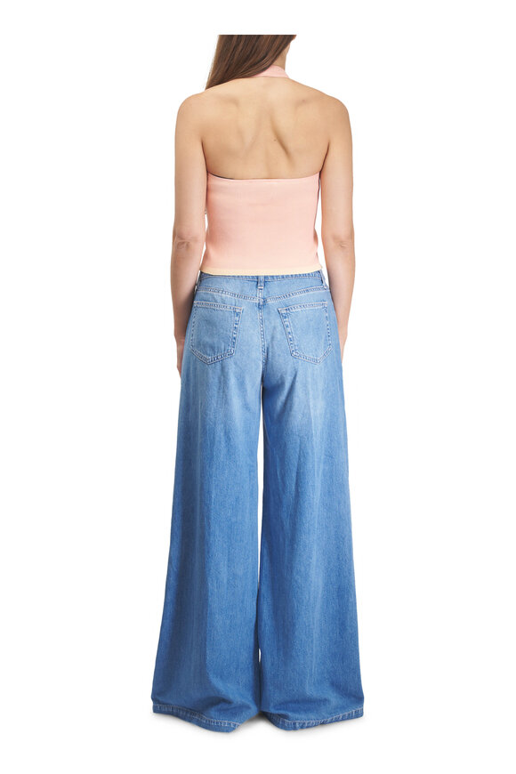 Loewe Pink & Yellow Anagram Ribbed Halter Top - view 3