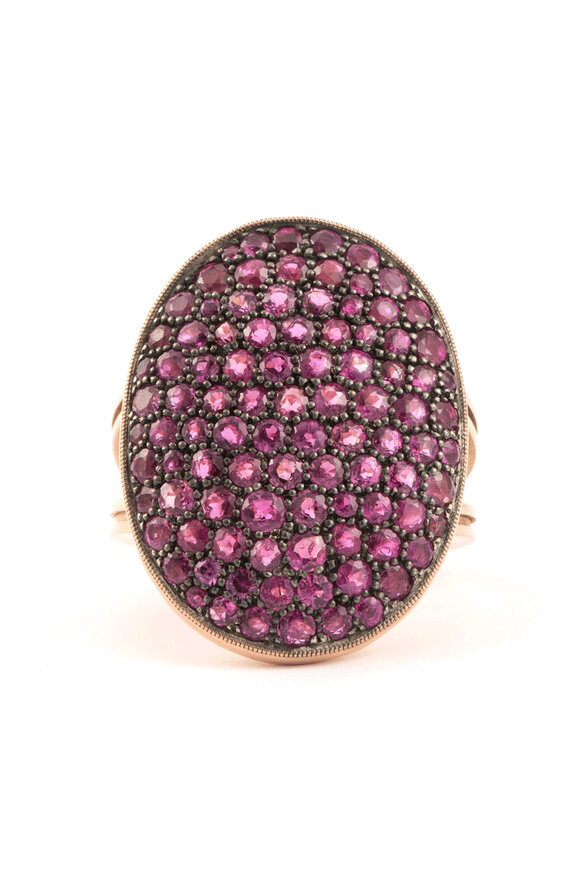 Sylva & Cie Reclaimed Ruby Oval Ten Table Ring